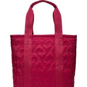 Victoria's Secret Red Stitched Hearts Quilted Puffer Tote Large Shoulder Bag